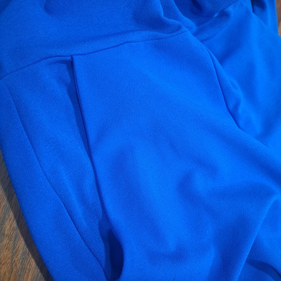 Express SMALL Sleeveless Jumpsuit Bright Blue Open Back Pockets V Neck - Picture 8 of 8